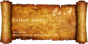 Csikai Anett névjegykártya